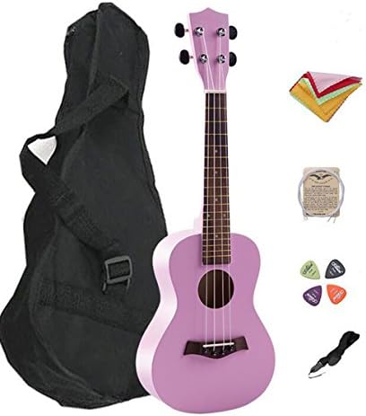 MELODIC Basswood Soprano Ukulele Hawaii Guitar 21'' 4 Strings, Starter Set with Gig Bag, Capo, Polishing Cloth, Decals Fingerboard, Strings, Picks and Strap( pink )