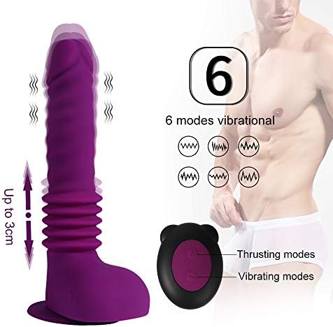Thrusting Vibrartor Toy for Women with 6 Powerful Modes and Strong Suction Cup Rechargeable Waterproof Wireless Remote Control, Purple