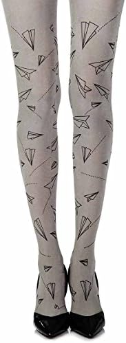 Taking Off Print Patterned Tights Light Grey