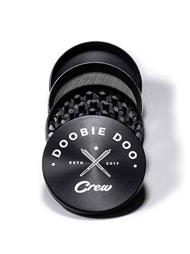 Doobie Doo Crew Extra Large Metal Herb Grinder with Catcher 2.95 Inch 4 Piece Black - Thumbnail 3