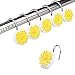 Flower Shower Curtain Hooks, Wimaha Plastic Shower Curtain Rings, Yellow Shower Hooks for Curtain, Peony Shower Curtain Hooks Rustproof Decorative, 12 Pack Shower Rings for Curtain in Bathroom