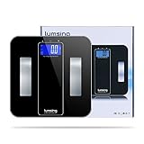 Bathroom Weight Scale, Lumsing Digital Body Fat Scale with Tempered Glass Surface and 10 Users Auto Recognition, 400lbs/180kg Capacity (Black)