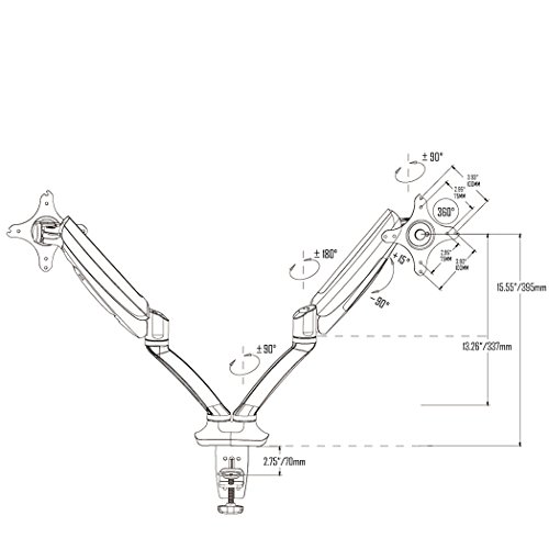 Loctek D5D Dual Monitor Arm Desk Monitor Mounts Fits 10"-27" Monitors, Gas Spring LCD Arm