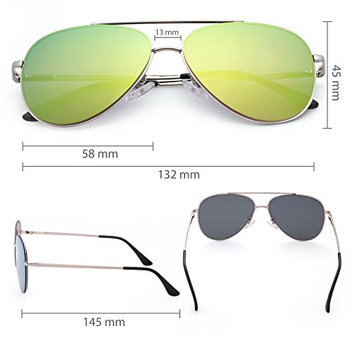 Aviator Sunglasses for Women, Designer Eyewear with Case, UV400 Protection, Non Polarized, Metal Frame, Eyewear for Driving Fishing Sports