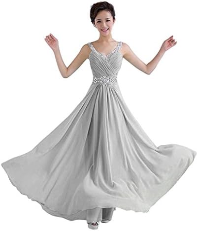 Kmformals Women's Beaded Crystals Prom Dress Bridesmaid Dresses Size 30 Silver