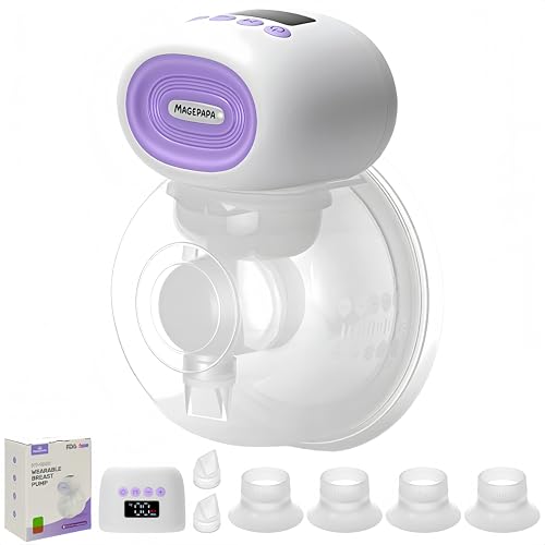 MAGEPAPA Extractor de Leche Materna Eléctrico Portátil Manos Libres, 4 Modos y 12 Niveles Ajustables con Memoria Inteligente para Madres Lactantes