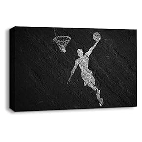 Canvas Wall Art Sports Abstract Black Painting Artwork for Home Prints Framed - 12x18 inches