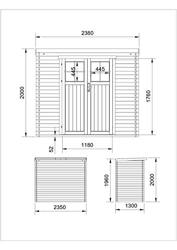 TIMBELA M310F Abri de jardin en bois exterieur - Chalet en Pin / épicéa- Toit plat - 2.63m2