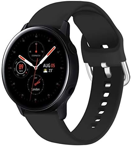 Compatible with Samsung Galaxy Watch Active 2 20mm Bands, Replacement Silicone Watch Wristband Strap Accessories for Samsung Galaxy Watch Active 2 20mm Smart Watch, Black