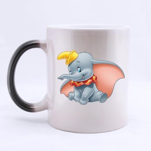 Special Magic Creative Design Cartoon Cute Elephant Dumbo Customized Personalized Coffee Mug Novel Gift Mugs Morphing Ceramic Cup Water Office Home Cups 11 OZ Two Sides