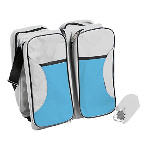 Baabyoo Baby Travel Bed Bag Baby Diaper Bag Portable Baby Diaper Change Station 4 in 1 Folding Baby Bag Newborn Carrier Infant Bassinet Baby Tote Bag Folding Crib Baby Shower Gift (Royal Blue)