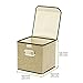 EZOWare 4pc Storage Basket Bins with Lid - Linen lidded Fabric Folding Boxes Cubes Containers - Beige, 9.8 x 9.8 x 9.8 inches