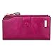 PEIUJIN Women's Large Capacity Luxury Genuine Leather Wallet with Zipper Pocket Smartphone Clutch (Purple RFID Blocking)