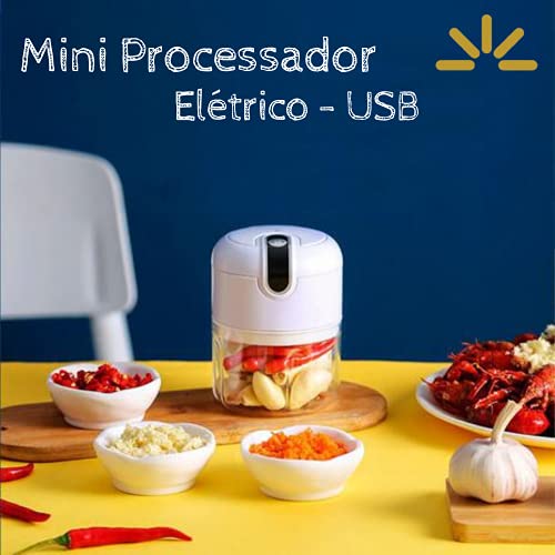 Mini Processador De Alimentos 3 Lâminas Elétrico Bivolt Usb ( Cores variadas)