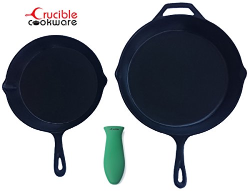 Silicone Hot Handle Pot Holder Mixed Set of 3 For Cast Iron Skillets, Mini Handle, Assist Handle , Handle Cover - Green