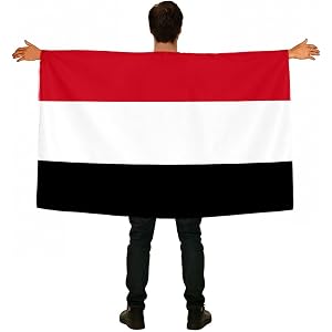 Yemen Cape Flag 3x5FT Yemenis Adult Costume Cloak Wearable Body Flag with Sleeves Polyester Patriotic Banner for Sports Fan G