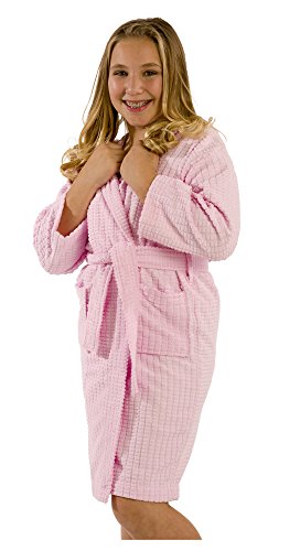 byLora Hooded Microfiber Robe For Kids, Size Large, Pink Color