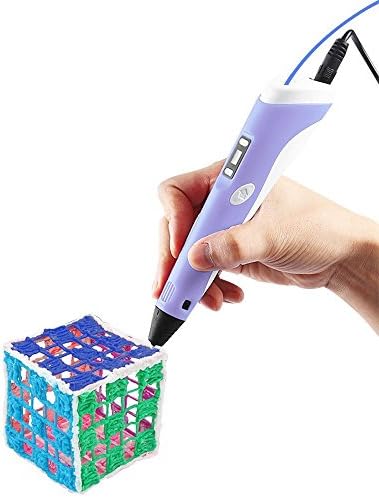 Qinqinsan 3D Printing Pen With LCD Screen for Doodling Drawing 3D Pen Tool with 3 1.75mm ABS Filament- As DIY Gift 3D Printers (purple)