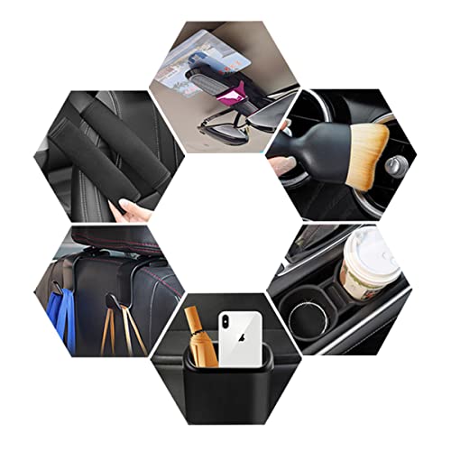 TUZIJIXG car accessories interior，8-piece set Containscar car trash can，car coasters，sunglass holder for car，car detailing brushes，headrest hooks for car，seatbelt covers，is car essentials