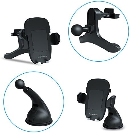Fast Wireless Car Charger Mount,LaoTzi Mobile Cell Phone Air Vent/Dashboard/Windshield Car Holder Cradle Dock for Samsung Galaxy S8 S8 Plus S7 S7 Edge S6 Edge Note 5 and other QI Devices (Black)