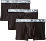 Kenneth Cole REACTION Men's 3-Pack Cotton Trunk, Black, Medium