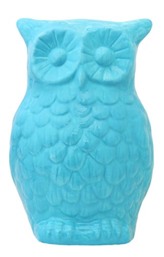 Tuscan Collection Ceramic Owl Coins Money Bank 8"H, By ACK "Your choice of color" (Blue)