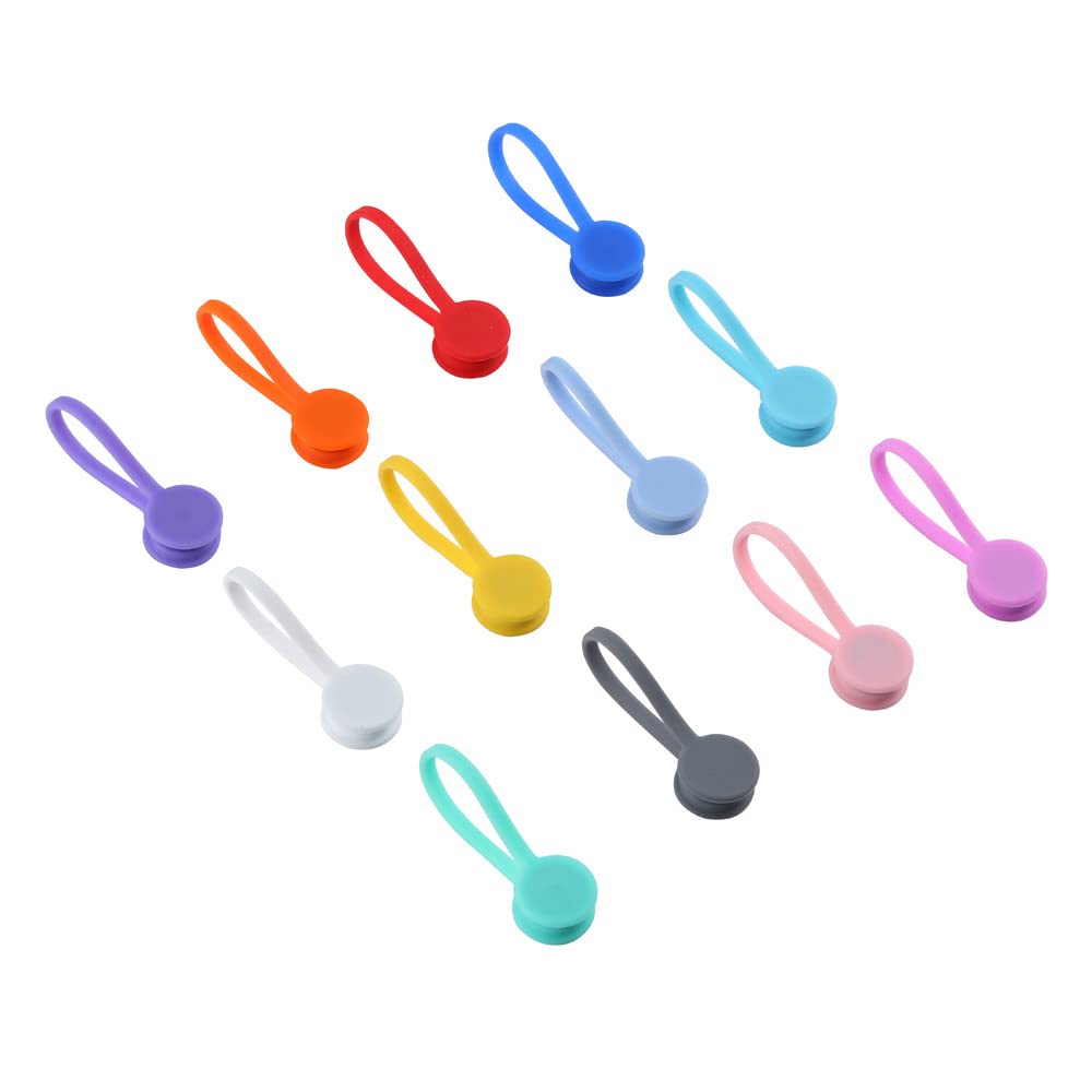 WANGCL 12 Pieces Magnetic Cable Ties Reusable Cord Clips Magnet Cable Straps for Bundling Organizing Holding Cable Wire Cord to Fridge Home Office Car
