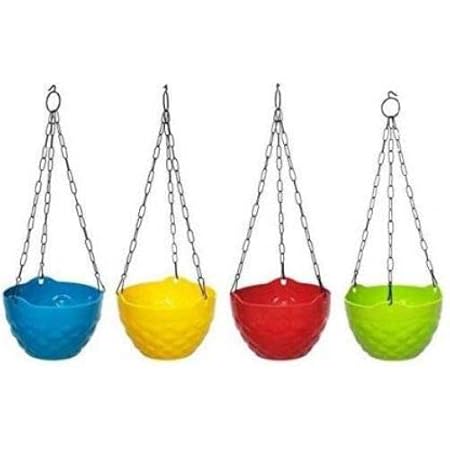 Digionics Hanging Flower Pot, Hanging Pot/Flower Pot (Pack of 4) Plant Container Set (Plastic)