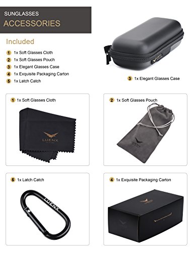 LUENX Aviator Sunglasses Mens Womens Polarized Brown Lens Gold Metal Frame Large 60mm