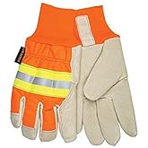 MCR Safety 3440M Luminator Grain Pigskin Thermosock Lining Driver Men's Gloves with Wing Thumb, Cream/Orange, Medium , 1-Pair, 1-Pair