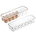 mDesign Stackable Plastic Covered Egg Tray Holder, Storage Container and Organizer for Refrigerator, Carrier Bin with Lid and Handle - Each Holds 14 Eggs - Pack of 2, Clear