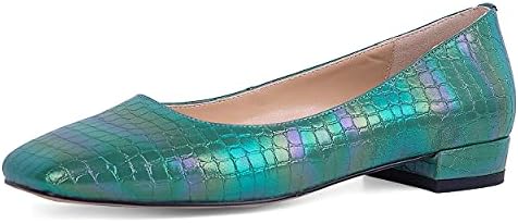 ROTCV Comfortable Low Heel Flat Shoes Square Toe Laser Color Leather  Slip-on Loafer Dress Pumps for Women Light Green price in Saudi Arabia |  Amazon Saudi Arabia | kanbkam
