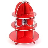 Kicko Red Fire Hydrant Cupcake Stand Holder 3 Tier, 5.75 X 11 Inches - 1 Hydrant per Order - Table Decorations for Firefighter, Fire Rescue themed Birthday, Halloween, Party