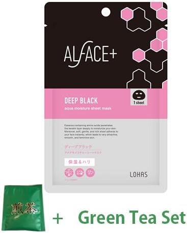 Alface Aqua Moisture Sheet Mask Deep Black (Moisturizing & Fine Skin) - 1sheet (Green Tea Set)
