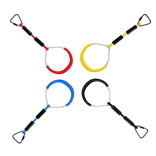 letsgood Colorful Swing Gymnastic Rings - Outdoor Backyard Play Sets & Playground Equipment for Ninja Line, Monkey Ring, Climbing Ring, Obstacle Ring - Swing Toys Set for Kids Boys Girls