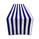ArtOFabric Decorative Cotton 1 Inch Navy Blue and White Stripped Table Runner. 12