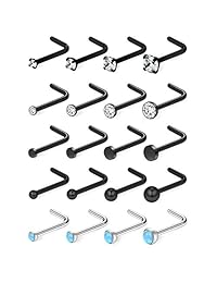 Ruifan - Piercing para la nariz con circonita cúbica transparente y ópalo (0.71 oz, 0.059 in, 0.079 in, 0.098 in, 0.118 in, 0.138 in, 0.157 in)