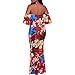 Dynen Women's Floral Print Off Shoulder Ruffle Party Long Maxi Dress
