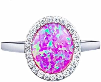 MGIE Pink Oval Fire Opal Women Men Fashion Jewelry Wedding Engagment Ring