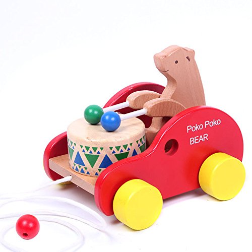 Bear Knock the Drum Wooden Push and Pull Toys for Toddlers Kids eBay