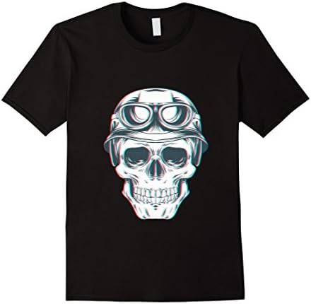 Mens 3D Skull Biker T-Shirt 3XL Black