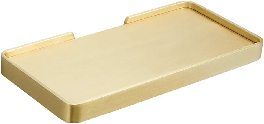 QVIVI Golden Brass Bathroom Shelves, Wall-Mounted Bath Toiletries Cosmetic Storage Shower Shelf, for Dorm Toilet Kitchen