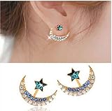 arnonJewelry Women's Moon Star Shaped Crystal Rhinestone Earrings Charming Party Stud Ear
