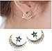 arnonJewelry Women's Moon Star Shaped Crystal Rhinestone Earrings Charming Party Stud Ear