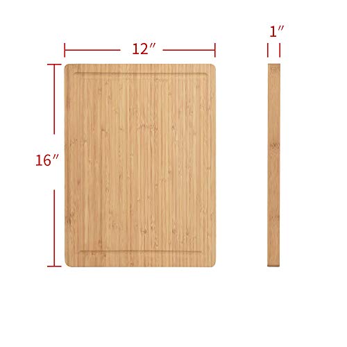 ZESPROKA Extra Large Bamboo Cutting Board (16 x 12 x 1 Inches) with Juice Grooves -Wooden Chopping Board for Meat, Vegetables, Fruit&Cheese - Non Slip & Non Stick Design- Butcher Block for Kitchen - Thumbnail 2