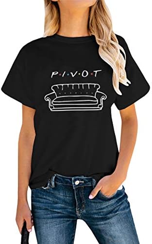 AEURPLT Womens Pivot Funny Cute Shirt Short Sleeve T Shirts Graphic Summer Tee Tops