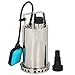 SUPER DEAL Submersible pump Stainless Steel Sump Pump Dirty/Clean Water Pump Pool Utility Pump w/ 25ft Cable and Float Switch (Stainless Steel)