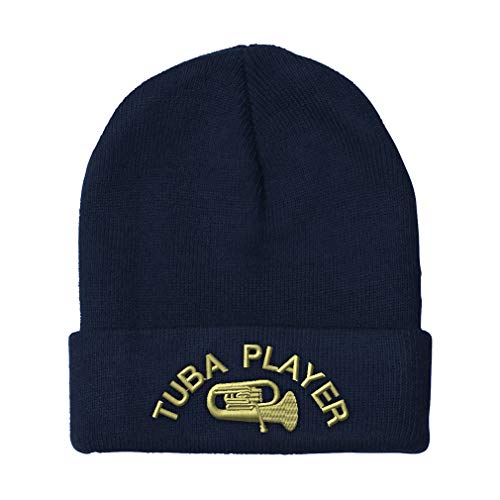 Speedy Pros Beanie for Men & Women Tuba Player Embroidery Acrylic Skull Cap Hat Navy 1 Size - Thumbnail 7