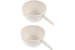 Cabilock 2 Pack 150ml Porcelain Evaporating Basin with Handle, Flat Bottom Round Ceramics Laboratory Evaporation Dish for Sch