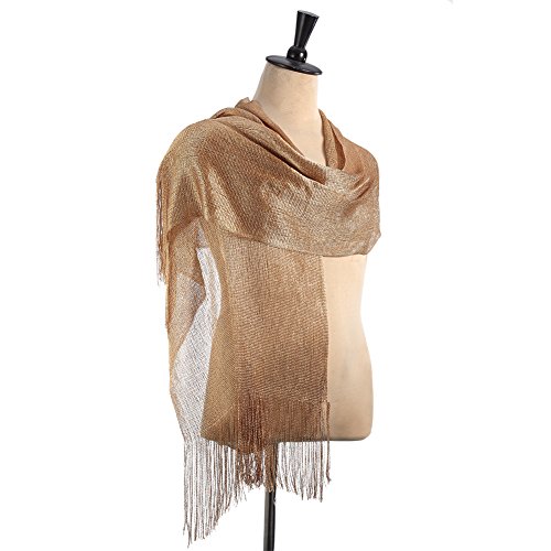 Womens Sheer Bridal Weddings Party Evening Shawl Wrap Fringed Sparkle shiny  Scarf
